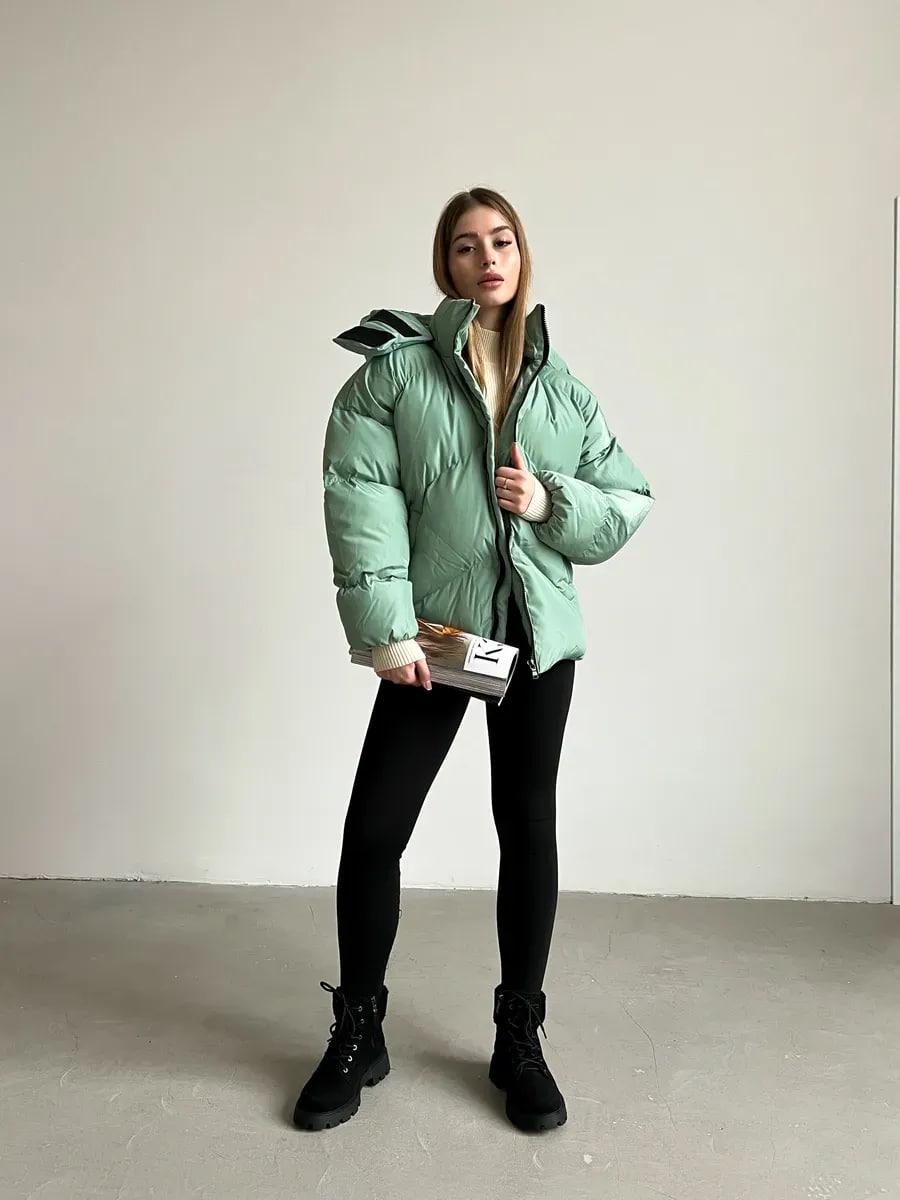 Пуховик жіночий Quadro зимовий до -15°С з капюшоном оверсайз S/M М'ятний (26531/2/1) - фото 9 Пуховик жіночий Quadro зимовий до -15°С з капюшоном оверсайз S/M М'ятний (26531/2/1) - фото 9