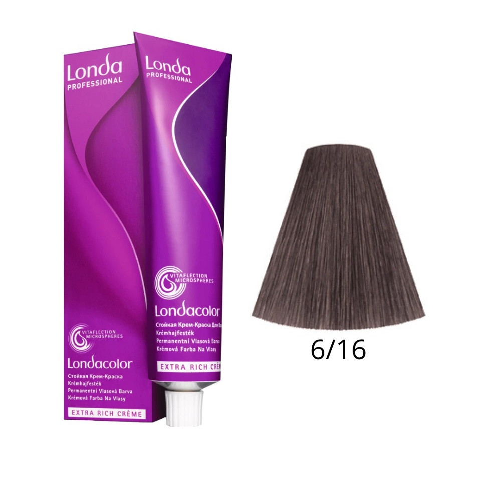 Краска для волос Londa Professional Permanent Color Extra Rich Creme 6/16 Dark blonde ash-violet 60 мл - фото 2