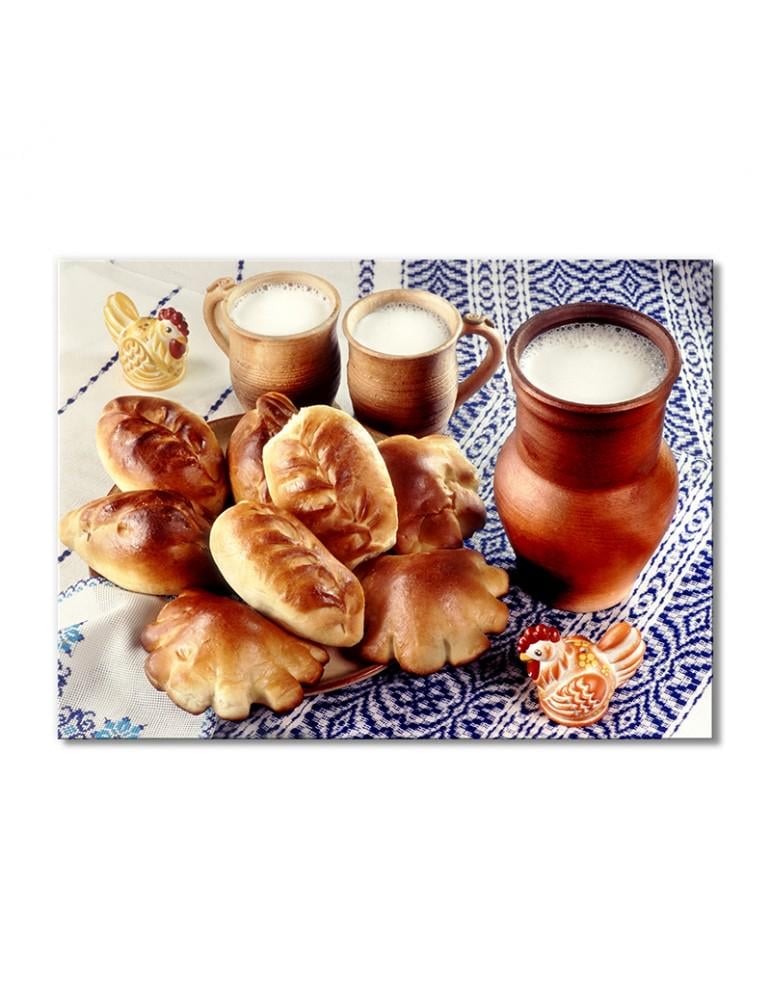 Картина модульная Парное молоко с пирожками 1 модуль 50x75 см