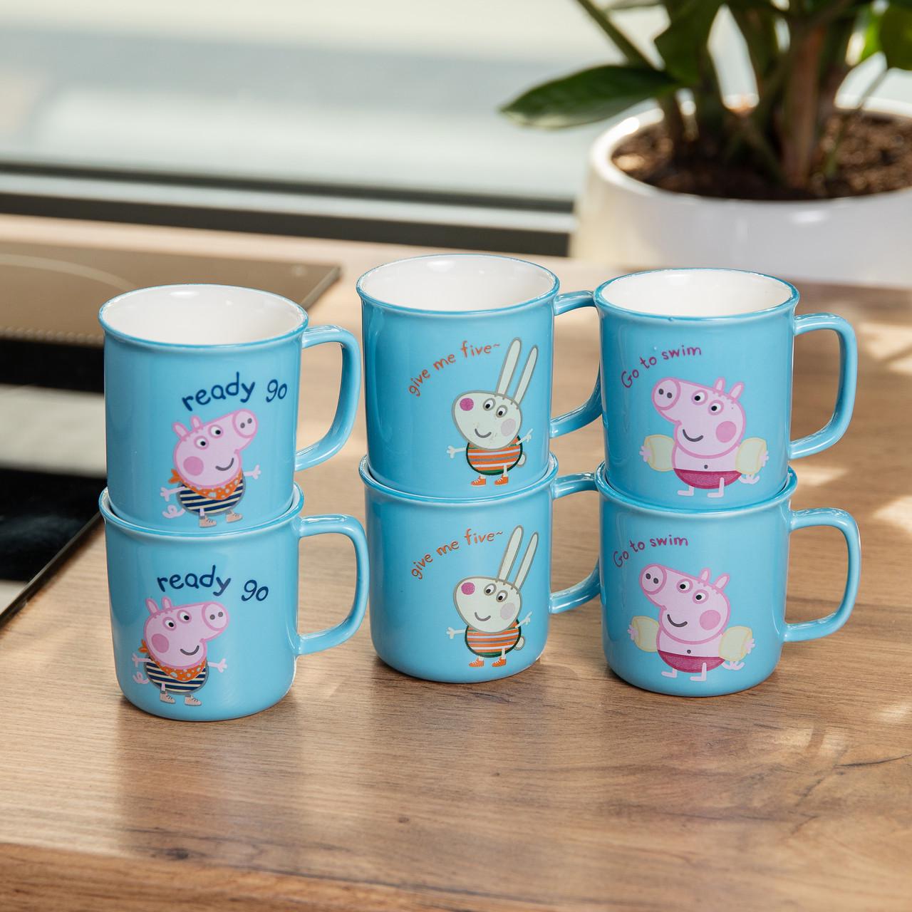 Набор Light House из 6 детских фарфоровых чашек Peppa Pig 150 мл Синий (LG-20335) - фото 4 Набор Light House из 6 детских фарфоровых чашек Peppa Pig 150 мл Синий (LG-20335) - фото 4