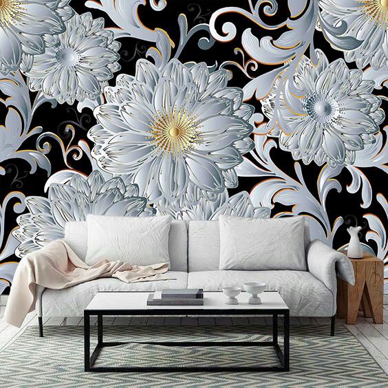 Фотообои 3D флизелиновые цветочные для спальни/зала/кухни Драгоценные цветы