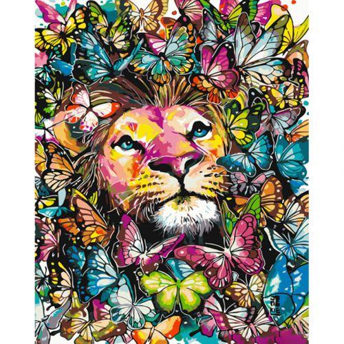 Картина за номерами Лев у метеликах 40х50 см (233783)