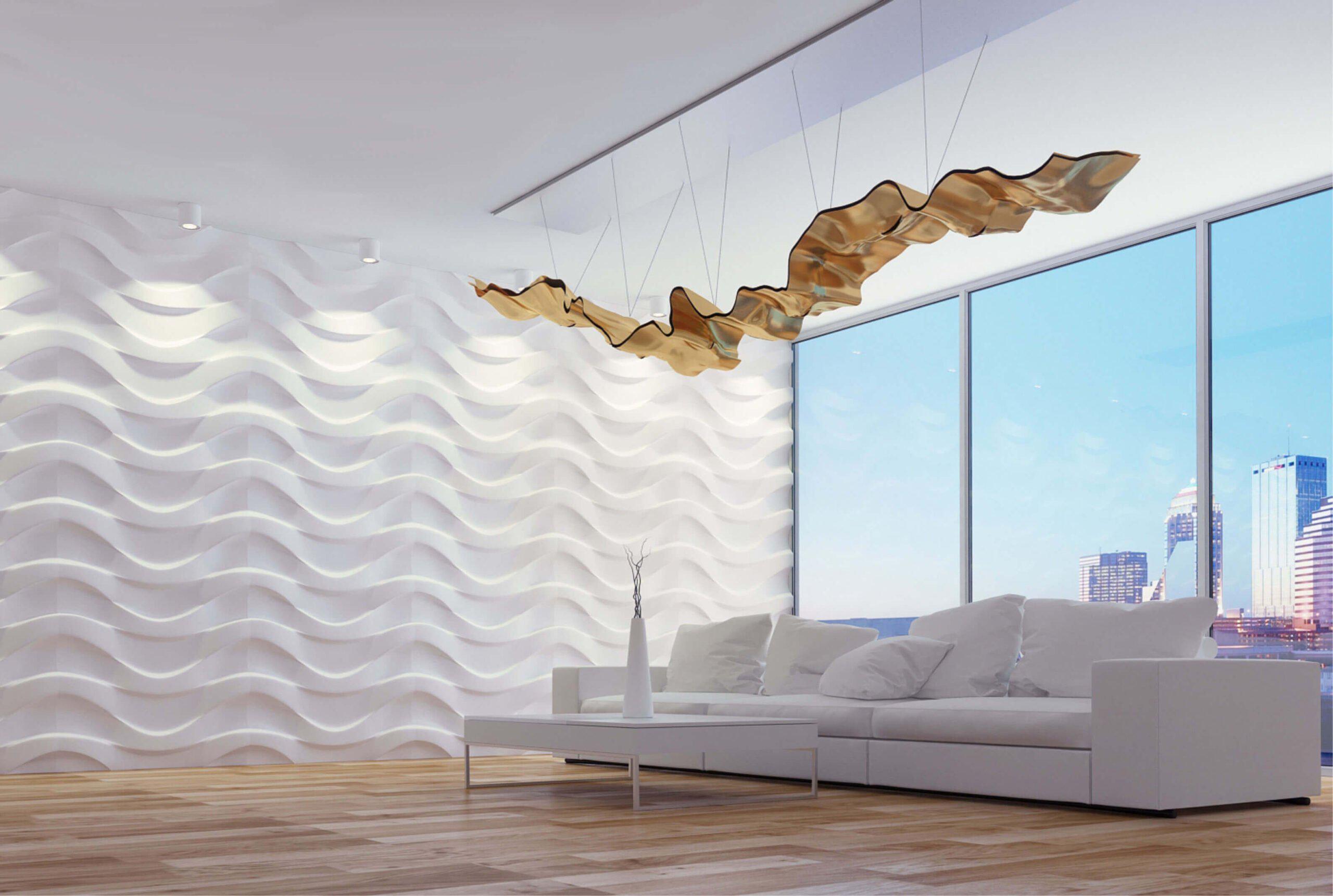 3D-панель гіпсова декоративна Хвиля під фарбування 500x500x30 мм Білий (30641978) - фото 2