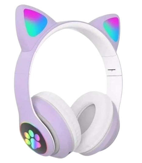 Наушники беспроводные Bluetooth Cat Ear VZV-23M 7695 400 мАч с подсветкой Purple (532718)