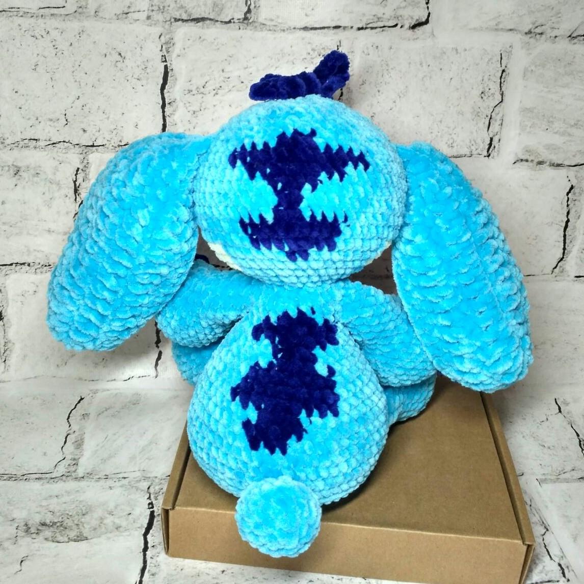 М'яка іграшка ручної роботи в'язана амігурумі Hand Made Стіч плюшевий 27 см Синій (202-93) - фото 2