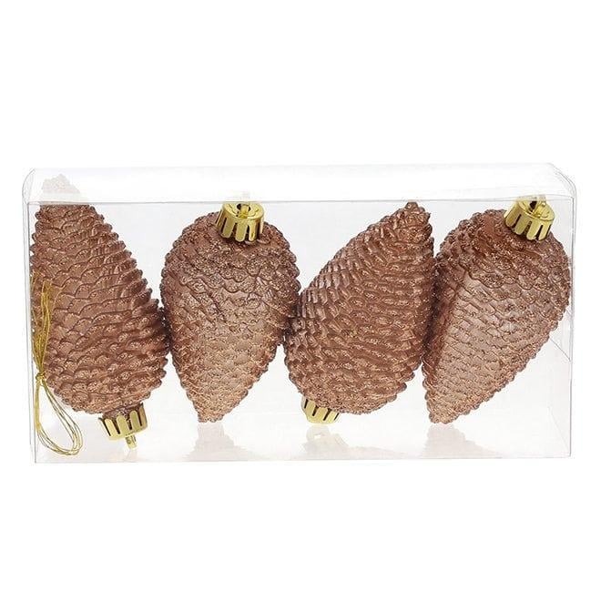 Набор пластиковых новогодних украшений Шишки 4 шт. 8 см (13048) - фото 1