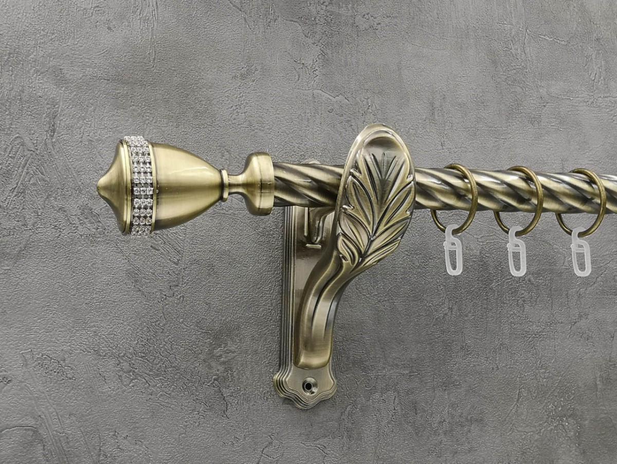 Карниз Quadrum Этерния витая штанга одинарный ретро 25 мм 320 см Антик (262041681)