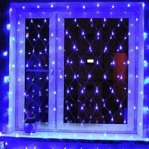 Гірлянда штора сітка 120 LED 220В 1,5х1,5 м Синій (3010) - фото 2 Гірлянда штора сітка 120 LED 220В 1,5х1,5 м Синій (3010) - фото 2