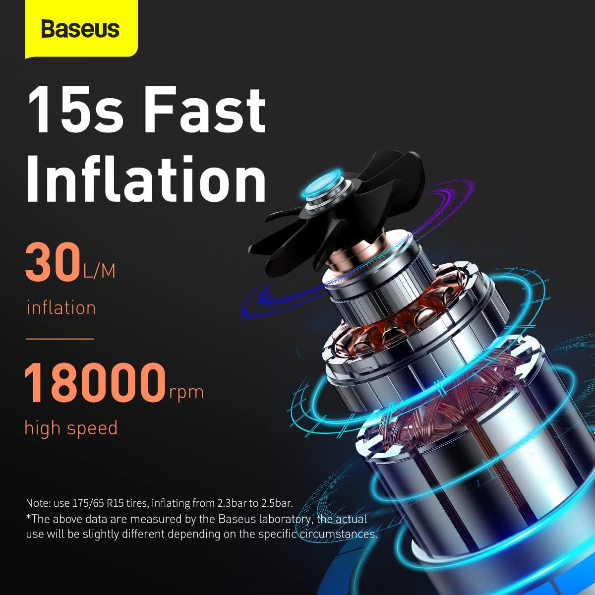 Компресор автомобільний BASEUS Super Mini Inflator Pump з цифровим екраном та світлодіодним ліхтарем (240684) - фото 3