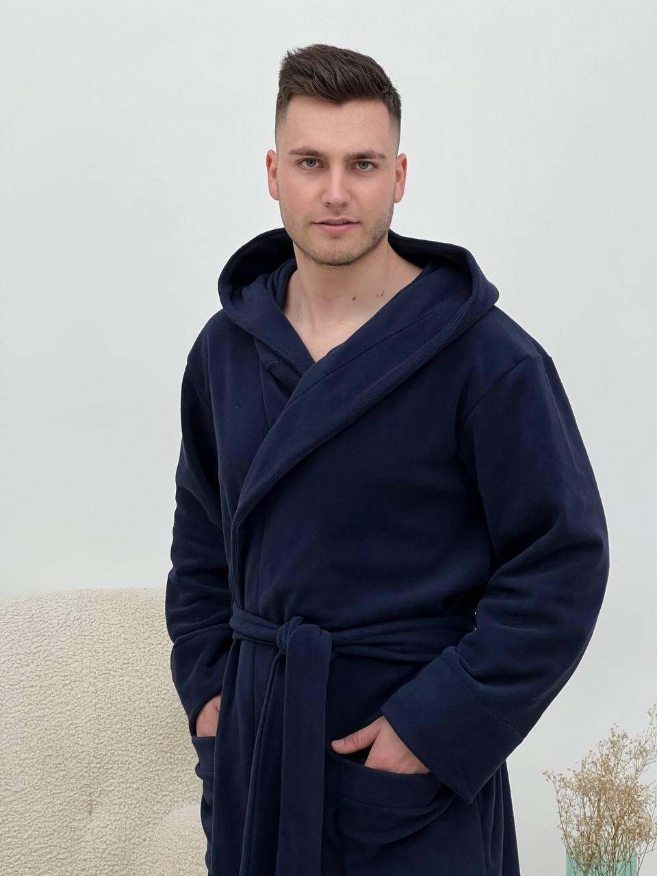 Халат мужской с капюшоном флисовый COSY 2XL Синий (915) - фото 6 Халат мужской с капюшоном флисовый COSY 2XL Синий (915) - фото 6