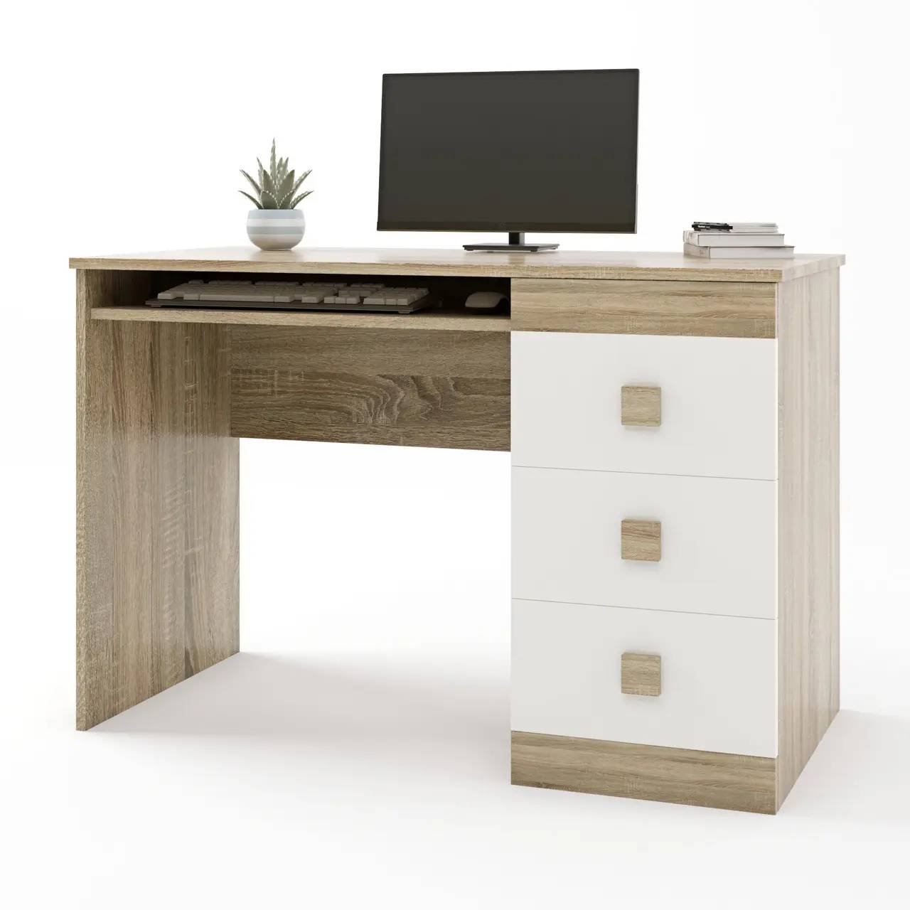 Стол письменный Эверест Соната 110х55х75 см Дуб Сонома/Белый (643c40f1b482a266f6746488)