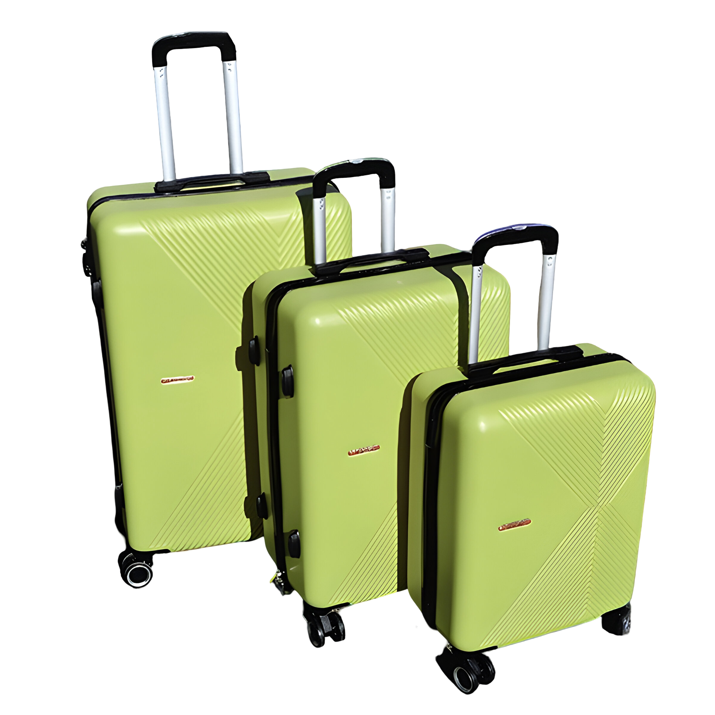 Набір валіз 3в1 пластик з кодовим замком та телескопічною ручкою Салатовий (603)