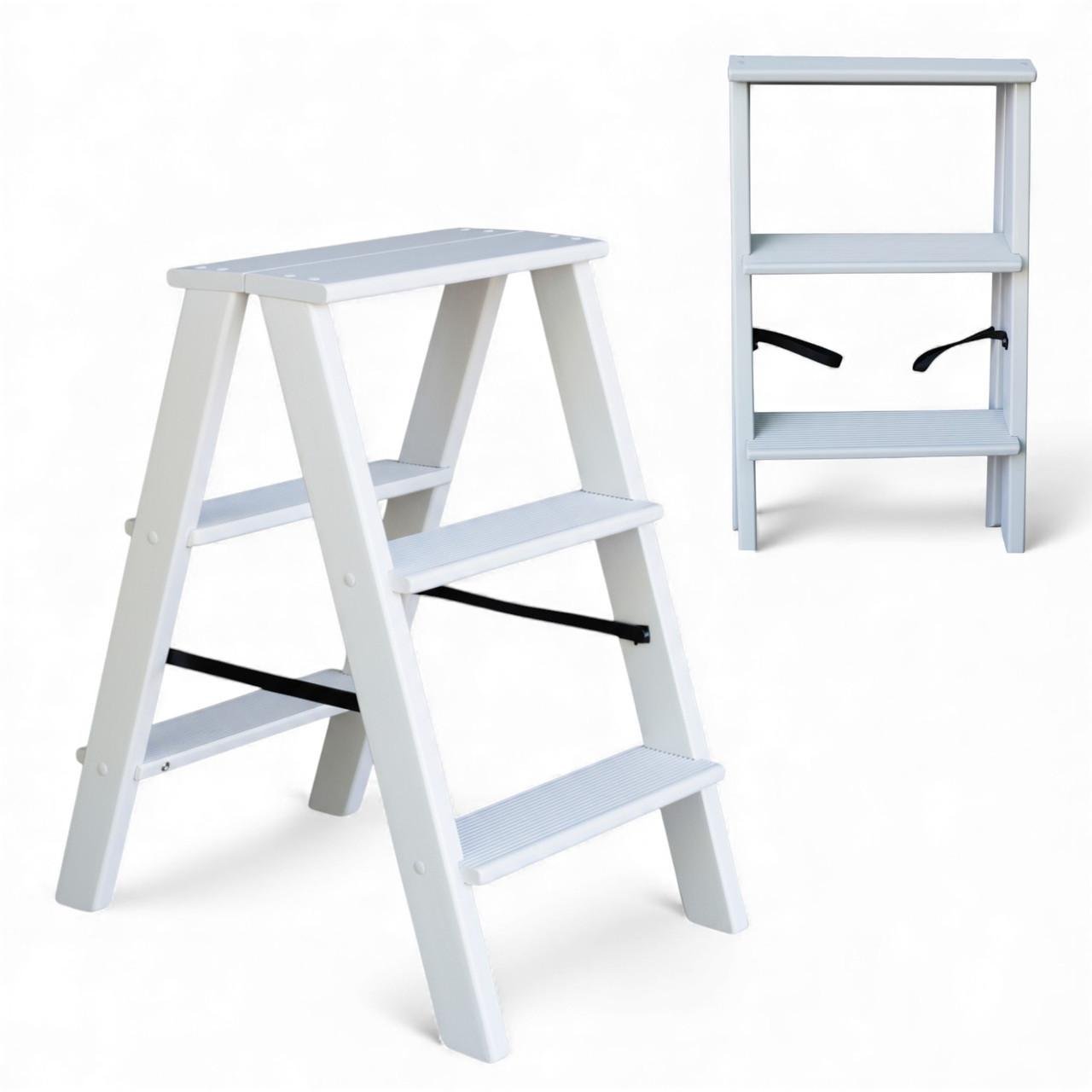 Табурет-лестница деревянный Студія Дерева Вільха Вестерн бытовой двухсторонний 3 ступеньки Белый (31002880) - фото 3 Табурет-лестница деревянный Студія Дерева Вільха Вестерн бытовой двухсторонний 3 ступеньки Белый (31002880) - фото 3