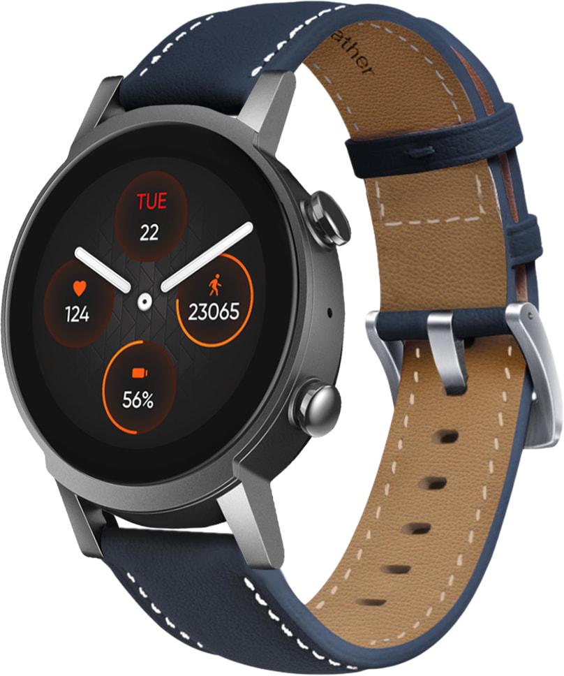 Ремешок кожаный Folsa для Mobvoi TicWatch E3 Dark Blue (31536-5D)