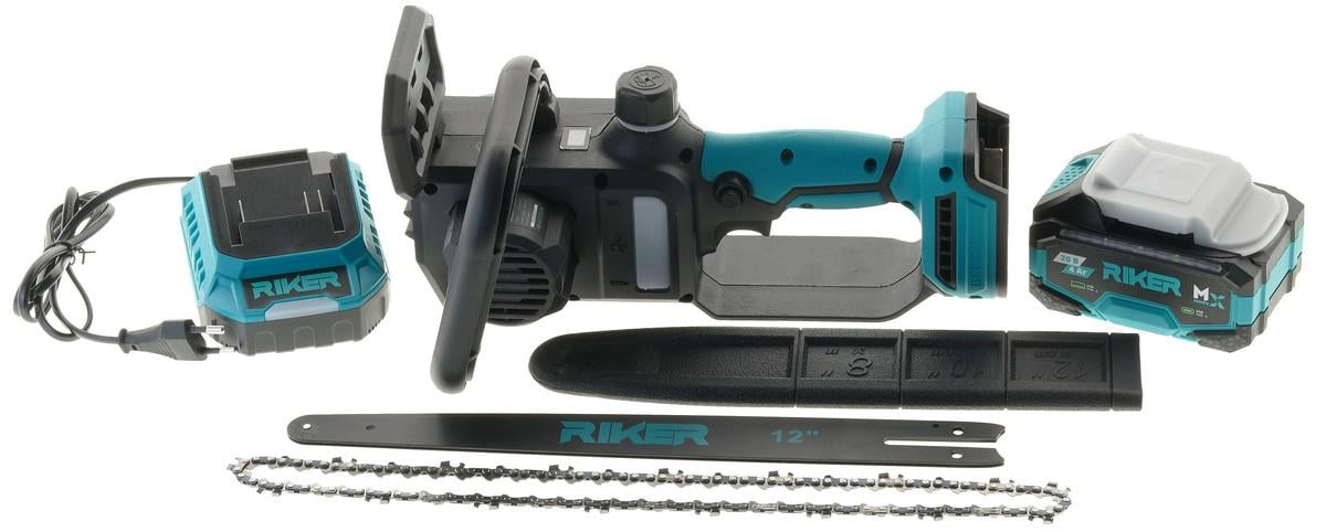 Пила цепная аккумуляторная Riker RCS 20/12V шина 12"/305 мм цепь 1/4" 62 звена (ins680)