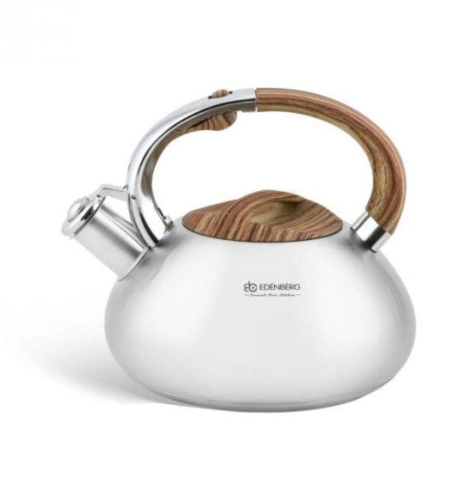 Чайник со свистком Edenberg с коричневой ручкой 2,5 л (EB-2436) - фото 2 Чайник со свистком Edenberg с коричневой ручкой 2,5 л (EB-2436) - фото 2