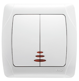 Выключатель 2-клавишный Viko Carmen индикация Белый (000000410)