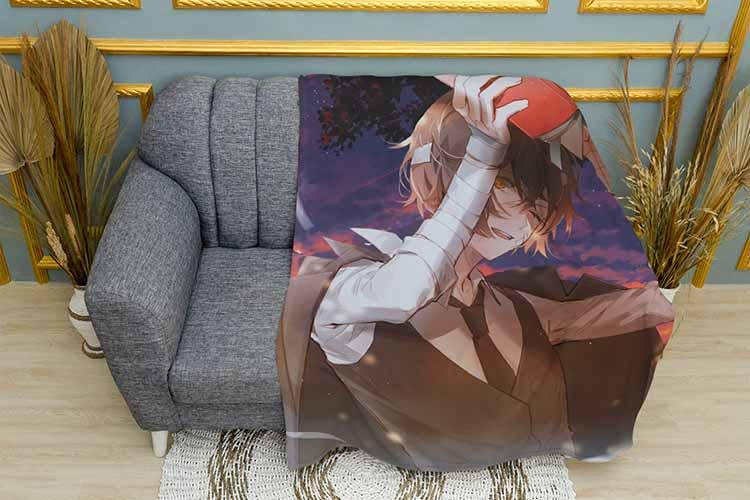 Плед Dazai with a book Bungo stray dogs плюш одношаровий 135х150 см (113736)