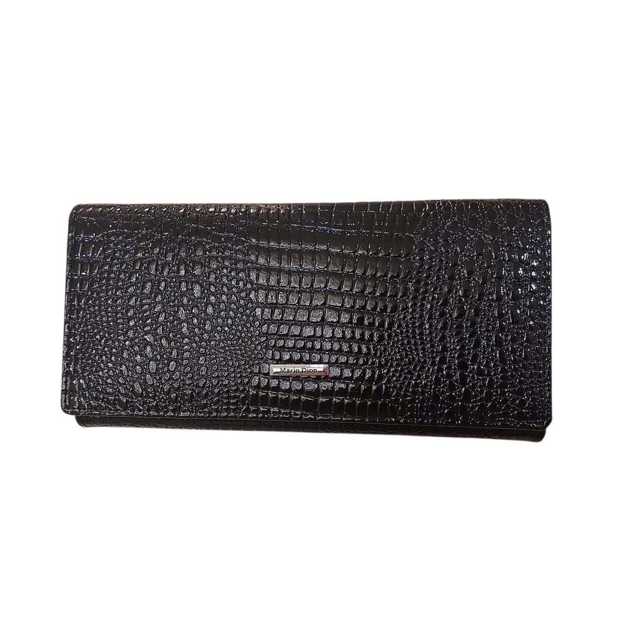 Купюрник женский кожаный с металлической застежкой Черный Купюрник женский кожаный с металлической застежкой Черный