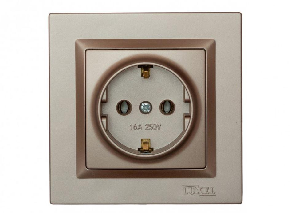 Розетка Luxel Jazz с заземлением Терракотовый (9204)