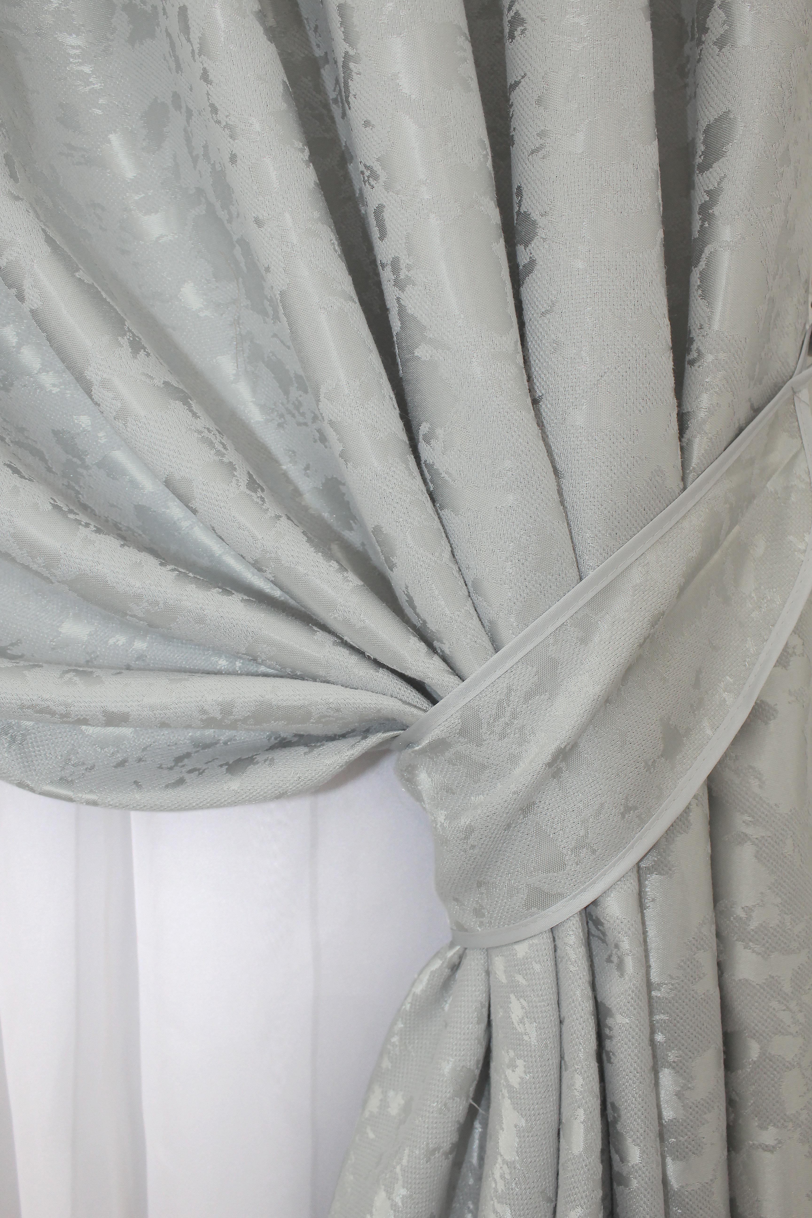 Комплект штор VR-Textil мрамор Pavliani ХО № 1263ш лен 150х280 см 2 шт. Светло-серый (33-0107) - фото 4