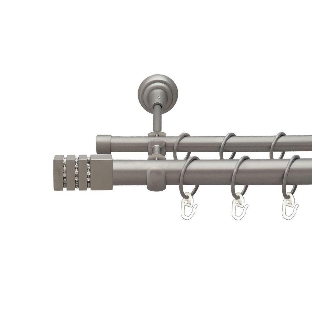 Карниз для штор Orvit Ацтека двухрядный гладкий 25/16 мм 240 см Сатин (00-00011009)