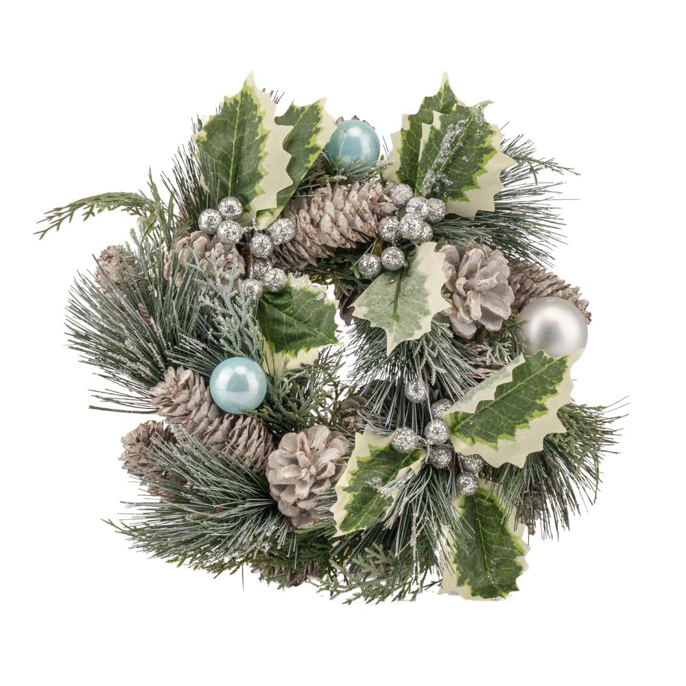 Венок рождественский Elisey Сосновый с шишками и остролистом Оливковый (ND-211-V-7)