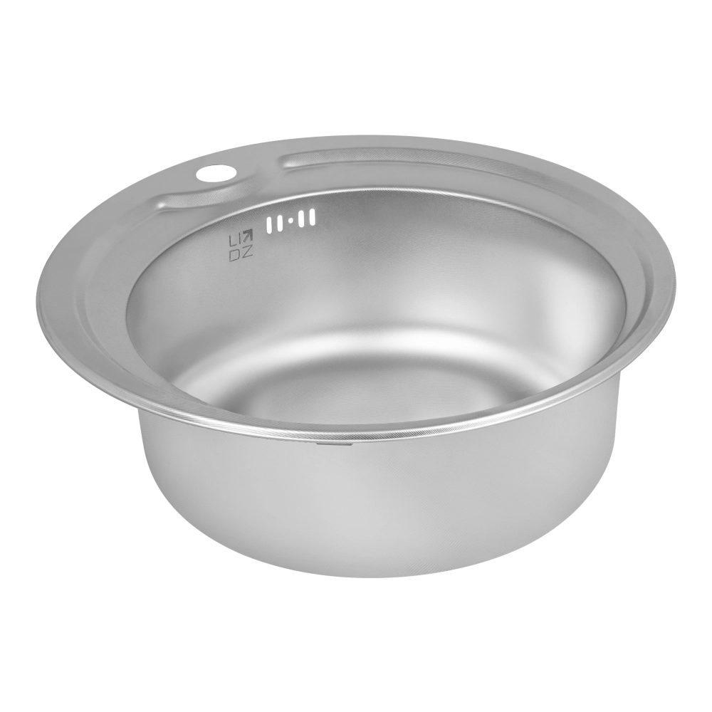 Мийка кухонна Lidz 510-D Micro Decor з нержавіючої сталі кругла врізна 0,8 мм