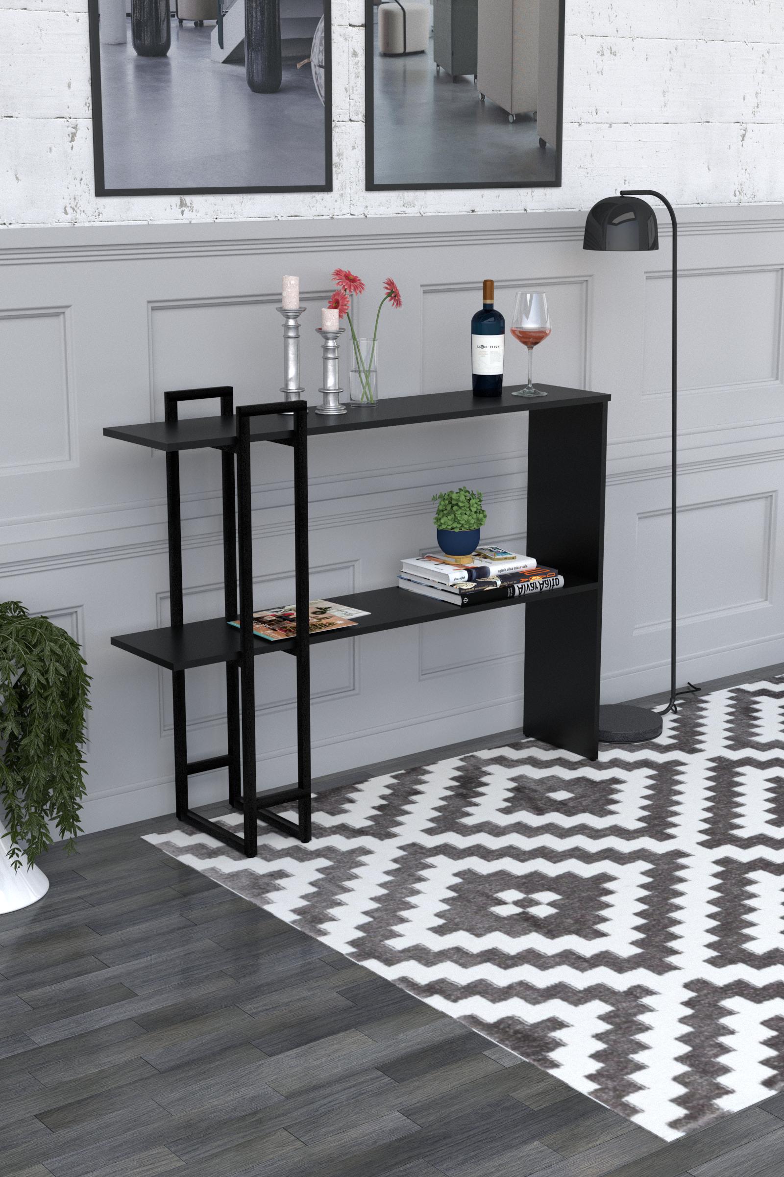 Столик консольный EcoLoft Лаурель DSP-1266 в стиле лофт Черный (29818827) - фото 2 Столик консольный EcoLoft Лаурель DSP-1266 в стиле лофт Черный (29818827) - фото 2