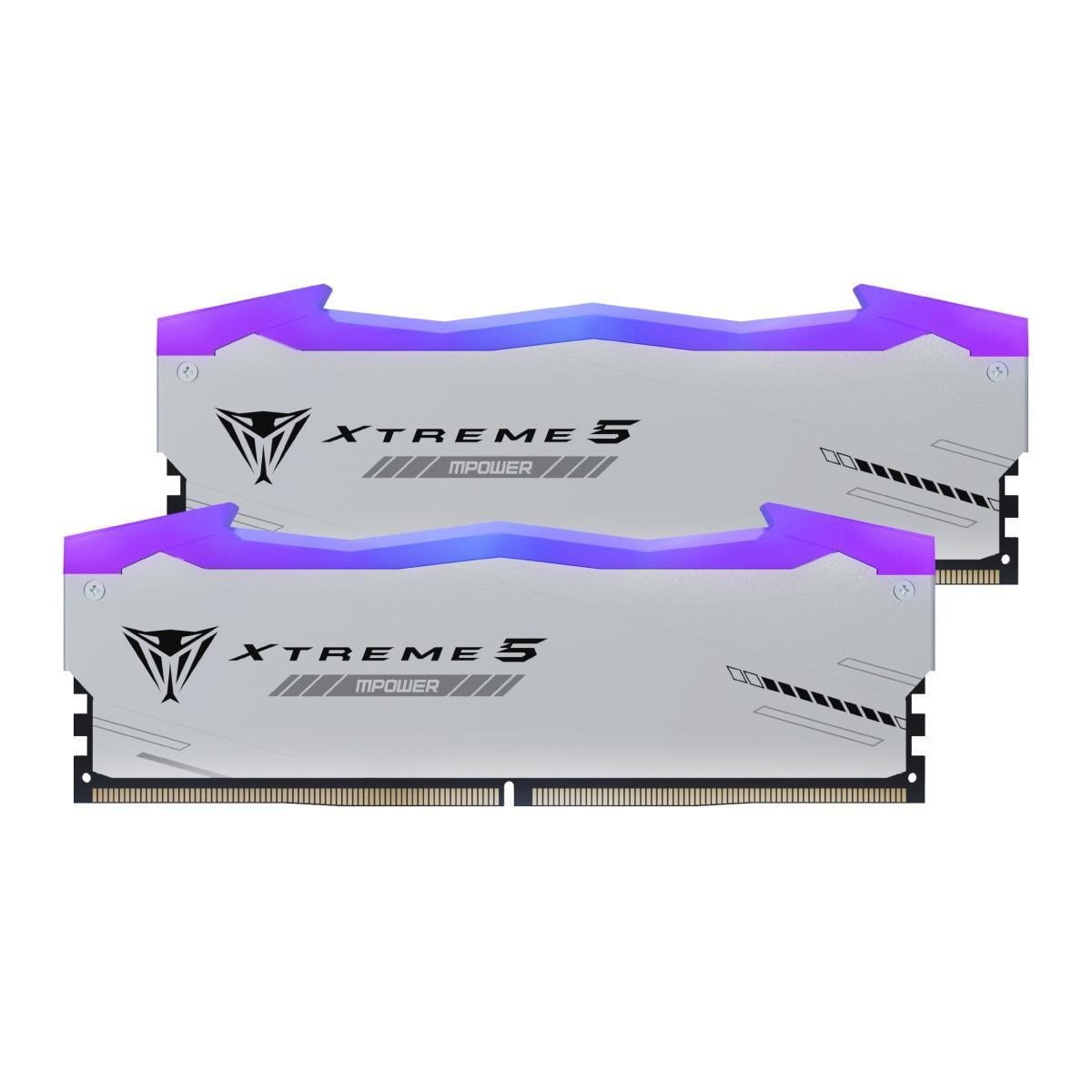Оперативная память с подсветкой PatriotViper Xtreme 5 MPOWER RGB DIMM 32 Гб DDR5 6400 МГц CL32 Серебристый (PVXR532G64C32KM)