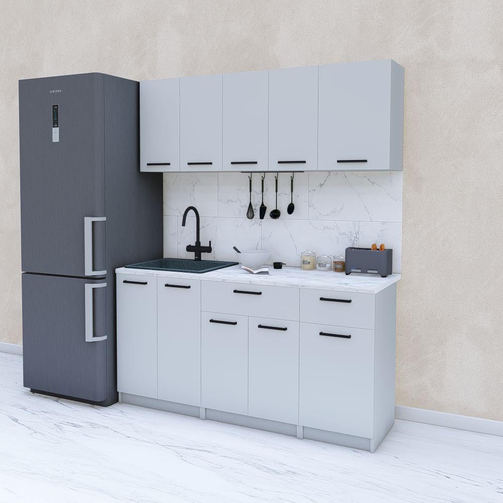 Кухня модульна готова пряма 1,6 м 160 см Світло-сірий (МП42) - фото 1 Кухня модульна готова пряма 1,6 м 160 см Світло-сірий (МП42) - фото 1