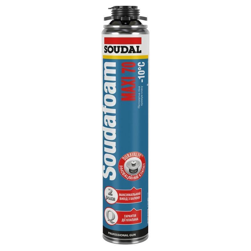 Пена зимняя монтажная SOUDAL Soudafoam MAXI 70 пистолетная 870 мл 3 шт. Светло-желтый (000010000000750GM2)