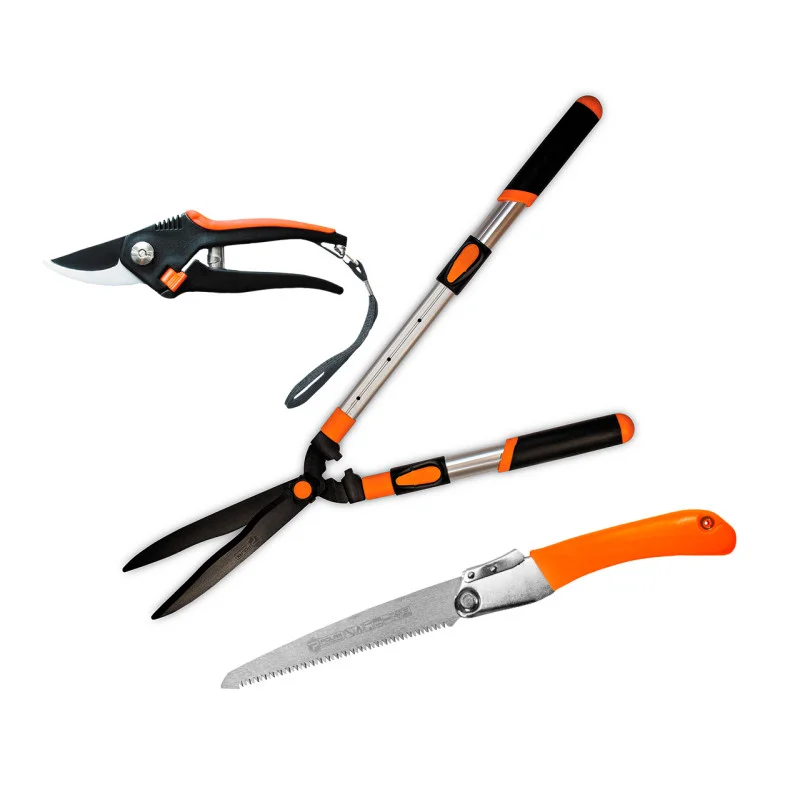 Набір садових інструментів Polax секатор/ножівка/ножиці для стижки кущів (770-11)
