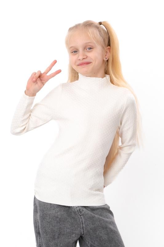 Джемпер приталеного крою для дівчинки однотонний Носи Своє 130 см Молочний (16026)