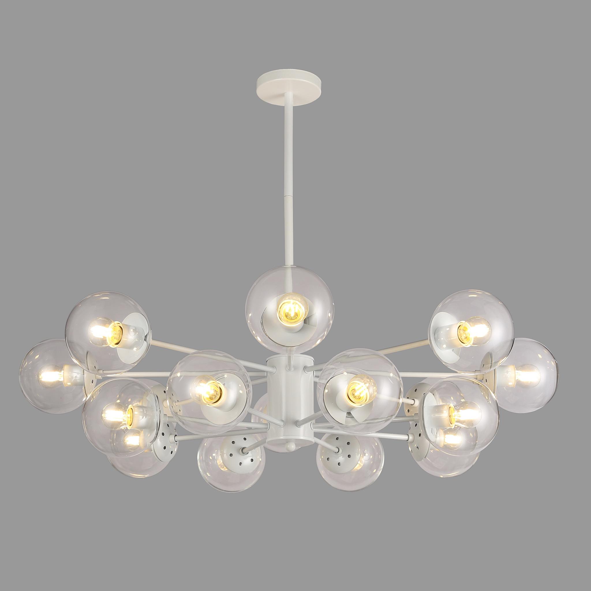 Люстра Molecule на 16 ламп с прозрачными плафонами Белый