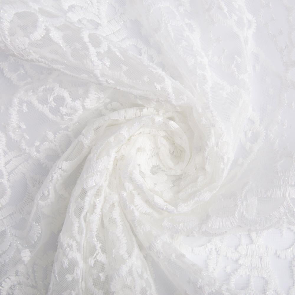 Тюль сетка с вышивкой V-031 Экрю (22637)