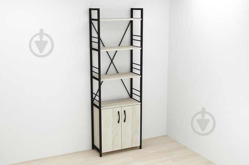 Этажерка 4/60 Ferrum-decor Серии Конект с тумбой  179x60x28 Черный ДСП Сонома (FD1066)