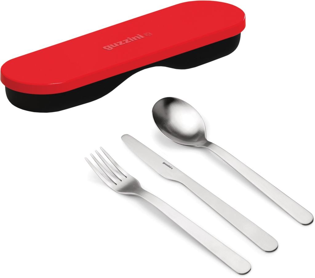 Набір Guzzini On the Go з 3 столових приладів у футлярі Червоний (17110131)