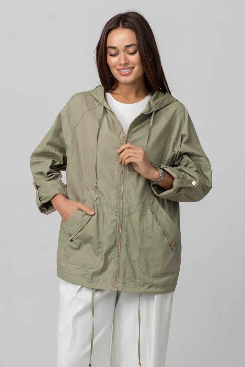 Ветровка женская с капюшоном 6XL Хаки (33357630)