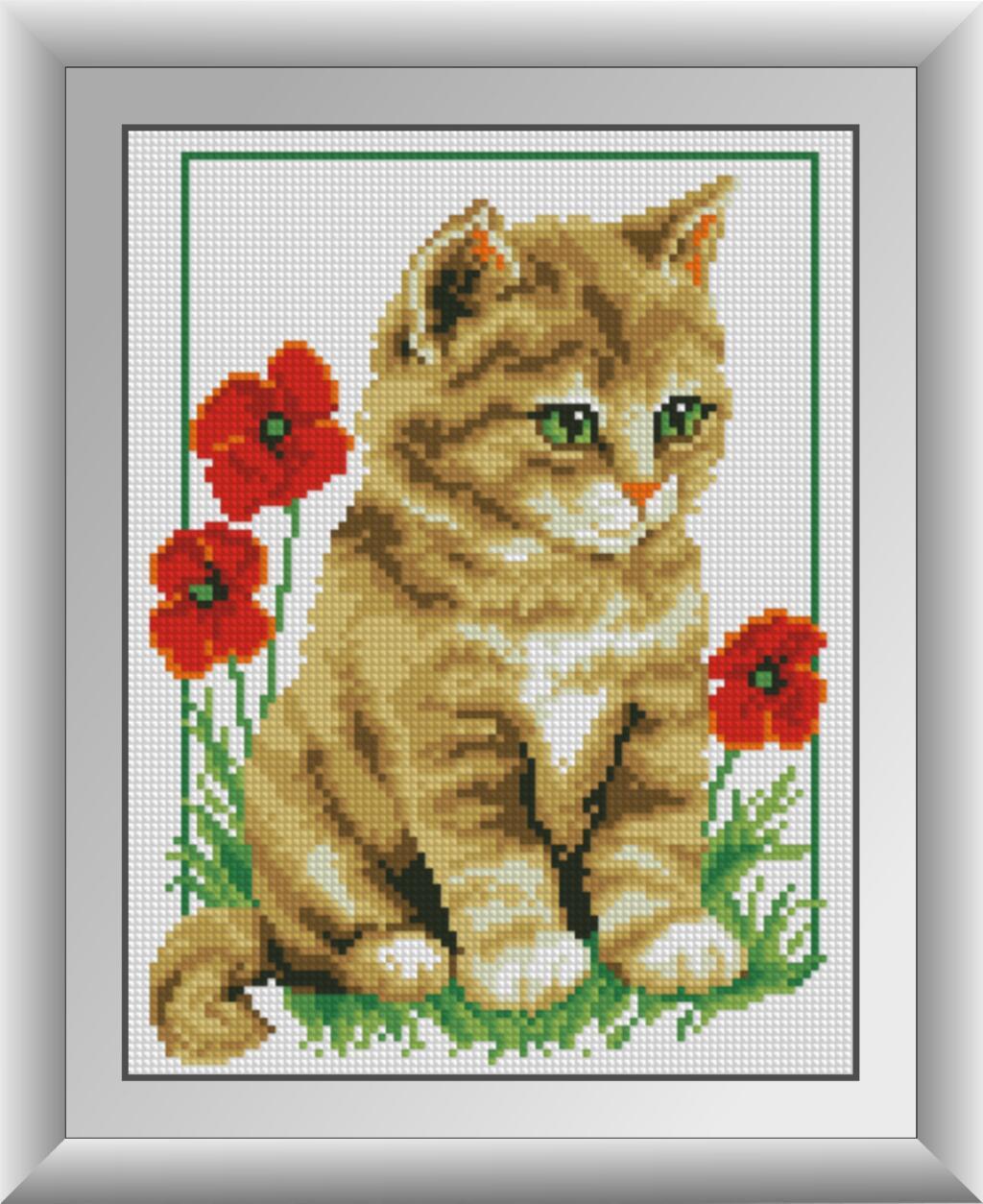 Алмазная мозаика Dream Art Котёнок в маках 23x30 см (DA.30142)