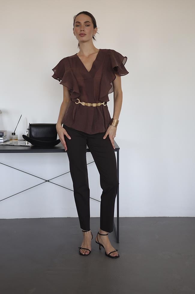 Штани Lipar 9162 з гумкою на поясі р. 42 Шоколадний (16917456)