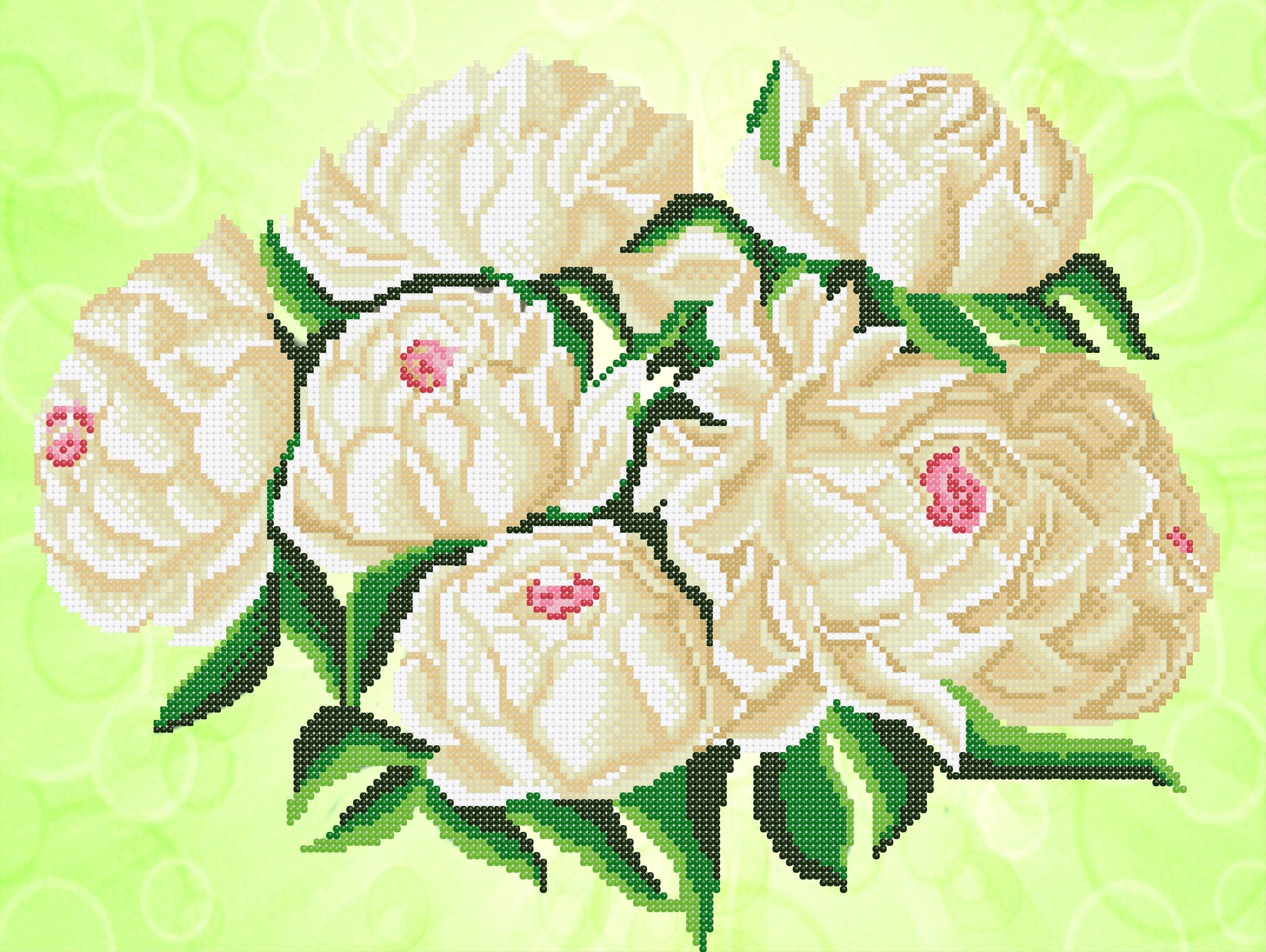 Схема для вышивки бисером Белые пионы (1503369849А)