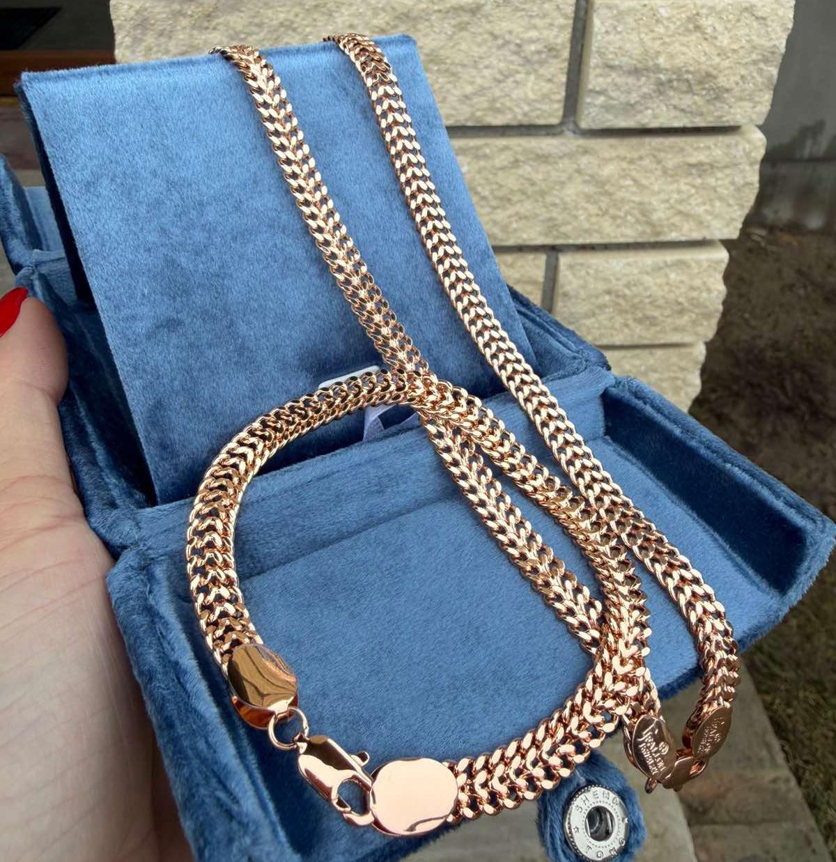 Набор украшений Fallon Jewelry цепочка 60 см/браслет 20 см панцирное плетение 6 мм 18 к 585п Золотой (84-02)