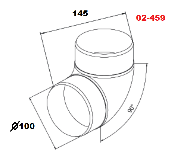 Коліно з'єднувальне AirRoxy кругле d 100 мм 90° (02-459) - фото 2