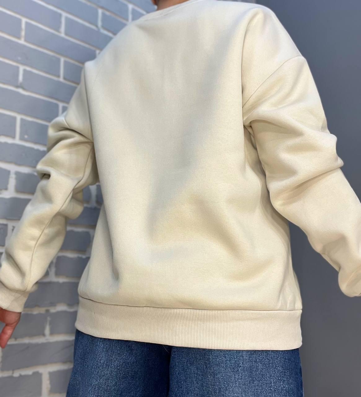 Свитшот женский QUZEN 488 long beach флис утепленный L Светло-бежевый (878) - фото 4