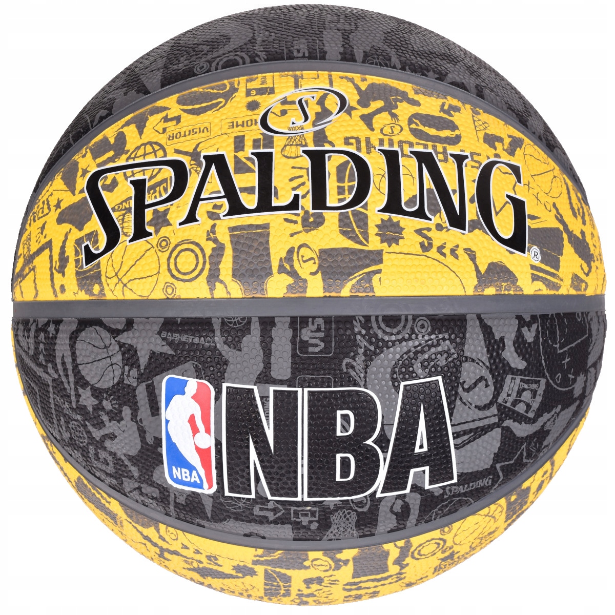 Мяч баскетбольный Spalding NBA Graffiti Outdoor Size 7 Grey/Yellow