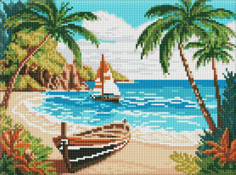 Алмазная мозаика Ideyka Побережье океана 30x40 см (Id-AMO8137)