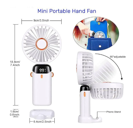 Вентилятор портативний ручний USB з дисплеєм переносний 5в1 (2669521461) - фото 4 Вентилятор портативний ручний USB з дисплеєм переносний 5в1 (2669521461) - фото 4