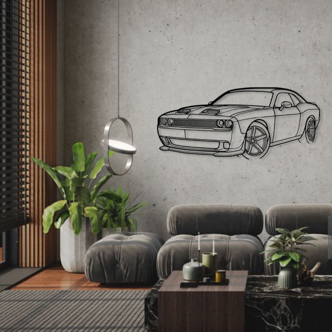 Декор на стену авто Dodge Challenger SRT 2023 из металла 80 см (auto42)