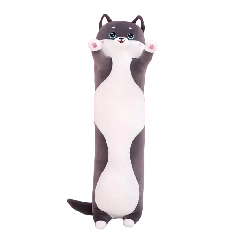 Іграшка м'яка плюшева Довгий Кіт Батон 90 см Темно-сірий